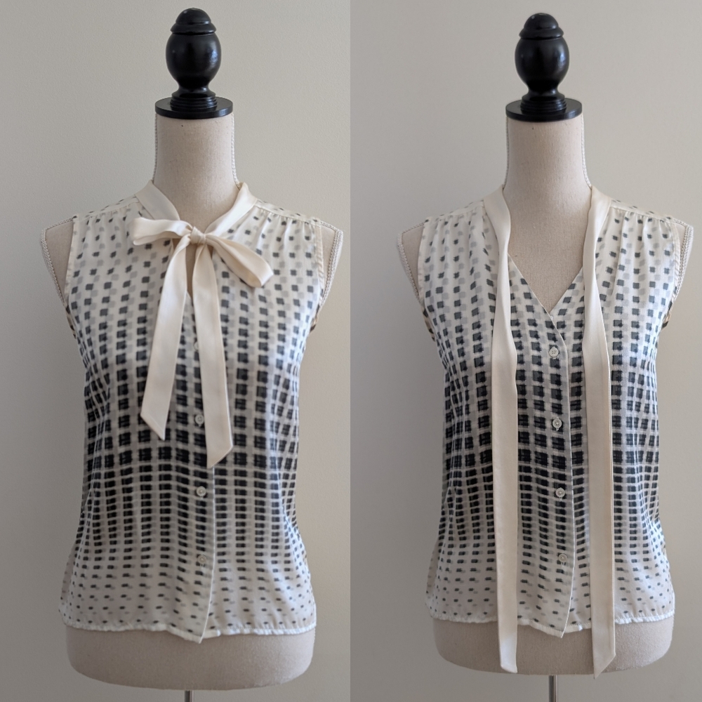 Judith & Charles Silk Bow Tie Sleeveless Top - Picture 2 of 11